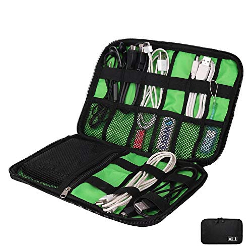 EEM Organizador de Cables de Viaje, Accesorios de electrónica portátil Estuches para Discos Duros, Cables de Carga, Cargador USB, Negro