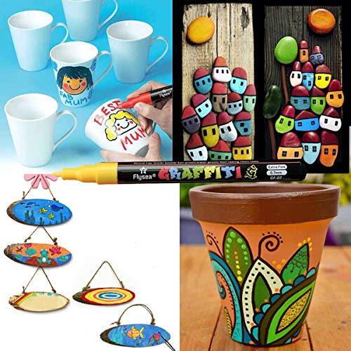 eeQiu rotuladores acrílicos rotuladores, juego de marcadores de pintura acrílica resistente al agua de 0.7 mm no tóxico, para pintar piedras, vidrio, lienzo, tazas, madera y huevo. 12 colores