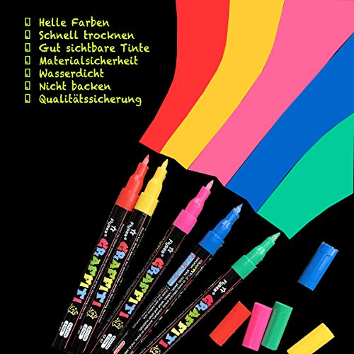 eeQiu rotuladores acrílicos rotuladores, juego de marcadores de pintura acrílica resistente al agua de 0.7 mm no tóxico, para pintar piedras, vidrio, lienzo, tazas, madera y huevo. 12 colores