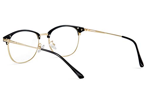 Effnny Bloqueo de luz azul Gafas anti fatiga filtro UV juegos de computadora monturas de gafas de lectura Para hombres mujeres 5054 (Oro negro)