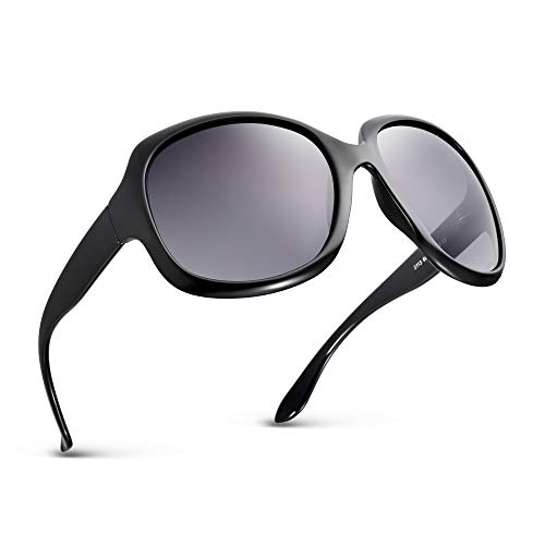 Effnny Gafas de sol polarizadas para mujeres, protección UV, Lentes de sol espejadas 3113 (Negro)