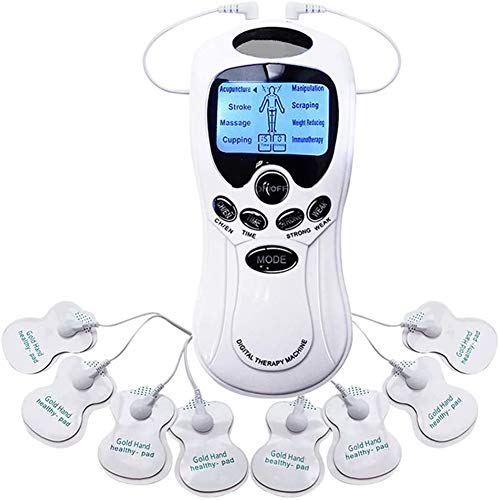 Eficiente Masajeador Nerviosos Muscular TENS Electroestimulador Pantalla Digital Doble Canal 8 Almohadillas para Alivio del Dolor Fisioterapia Masaje Mamario Conveniencia