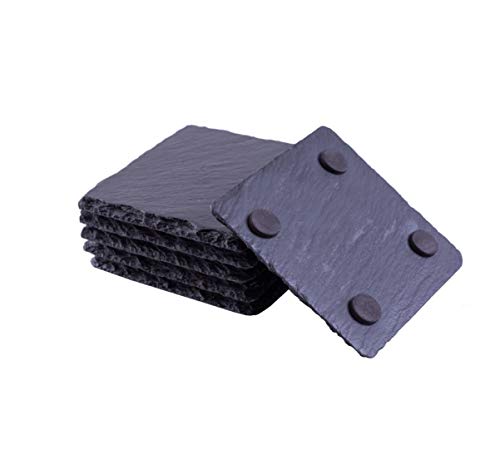 eGenuss SP1010-8 Set de 8 Platos Cuadrados en Pizarra – portavasos y Mesa – 10 cm x 10 cms