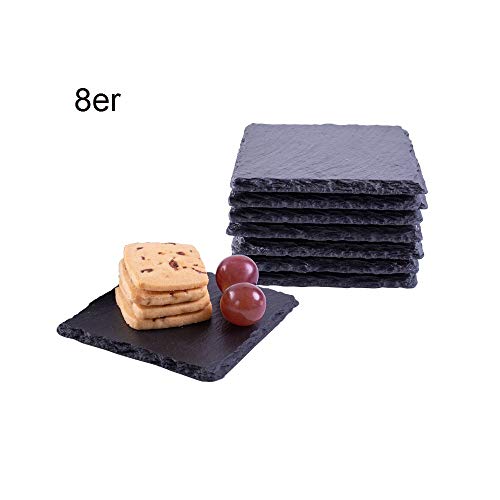 eGenuss SP1010-8 Set de 8 Platos Cuadrados en Pizarra – portavasos y Mesa – 10 cm x 10 cms