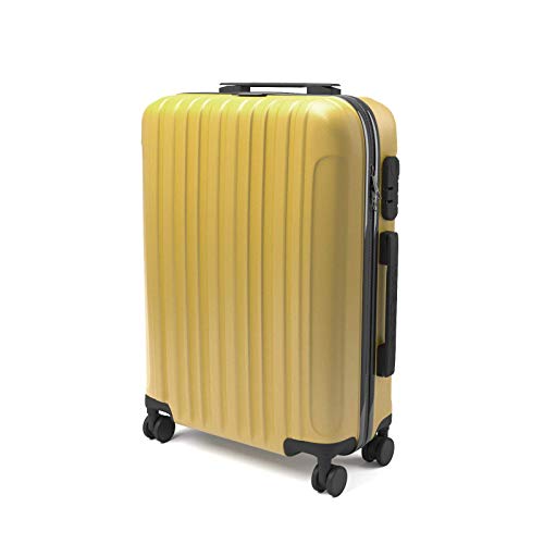 Eglemtek ABS Maleta Equipaje de Mano Cabina rígida Ligera con 4 Ruedas, 55cm,Trolley cáscara Dura, Amarillo