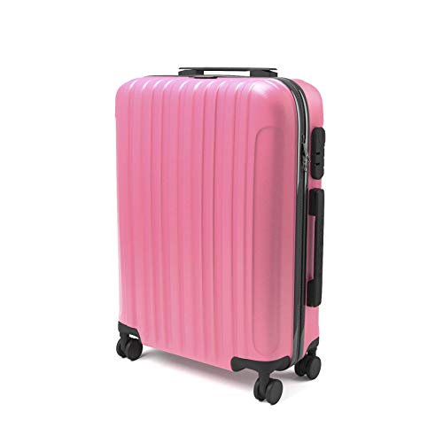 Eglemtek ABS Maleta Equipaje de Mano Cabina rígida Ligera con 4 Ruedas, 55cm,Trolley cáscara Dura Color Rosado