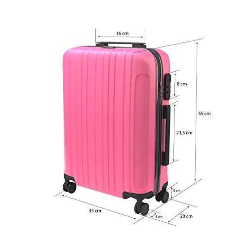 Eglemtek ABS Maleta Equipaje de Mano Cabina rígida Ligera con 4 Ruedas, 55cm,Trolley cáscara Dura Color Rosado