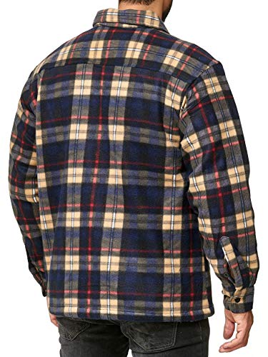 EGOMAXX Camisa térmica para Hombres Transición Chaqueta Leñador A Cuadros Fleece Franela, Color:Marrón, Talla de Chaqueta:XXXL