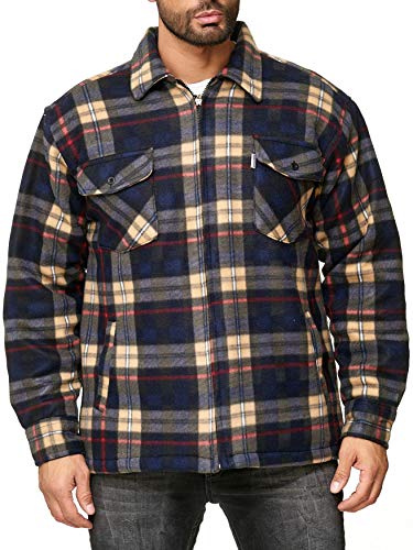 EGOMAXX Camisa térmica para Hombres Transición Chaqueta Leñador A Cuadros Fleece Franela, Color:Marrón, Talla de Chaqueta:XXXL