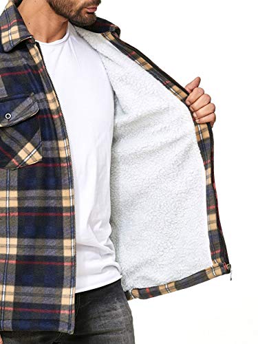 EGOMAXX Camisa térmica para Hombres Transición Chaqueta Leñador A Cuadros Fleece Franela, Color:Marrón, Talla de Chaqueta:XXXL