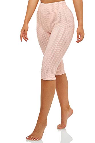 EGOMAXX Leggings Capri elásticas de Cintura Alta con Acolchado anticelulítico, Color:Rosa, Talla:S/M