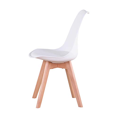 EGOONM Juego de 4 sillas, Silla de Comedor de Estilo nórdico, Apto para Comedor, salón y Cocina (Blanco)