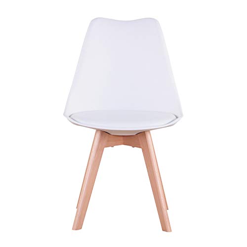 EGOONM Juego de 4 sillas, Silla de Comedor de Estilo nórdico, Apto para Comedor, salón y Cocina (Blanco)