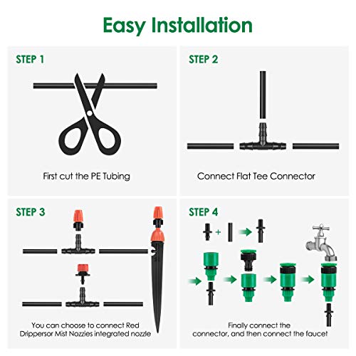 Ehomfy Kit Riego por Goteo de Jardín, Accesorios para Riego por Goteo, Conjuntos de Aspersores de riego Césped, Balcones y Terrazas