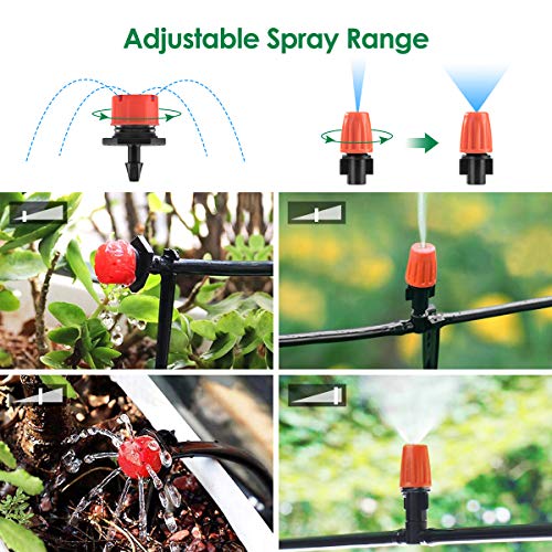 Ehomfy Kit Riego por Goteo de Jardín, Accesorios para Riego por Goteo, Conjuntos de Aspersores de riego Césped, Balcones y Terrazas