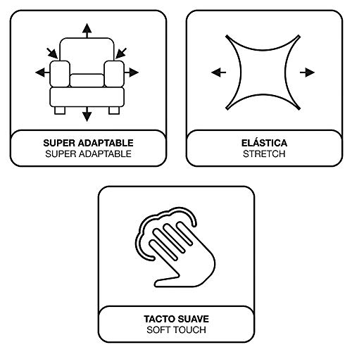 Eiffel Textile Protector Cubresofá Elástico Adaptable Rústica Funda Sofá 3 Plazas, 50% Poliéster, Gris