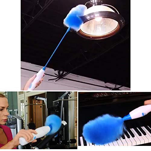 EigPluy Plumero eléctrico Varita de Polvo Motorizada Funciona conPilas Plumero De La Pluma Colector De Polvo Eléctrico Acción de Giro Más de 250 RPM Cepillo de Limpieza Eléctrico,Blanco