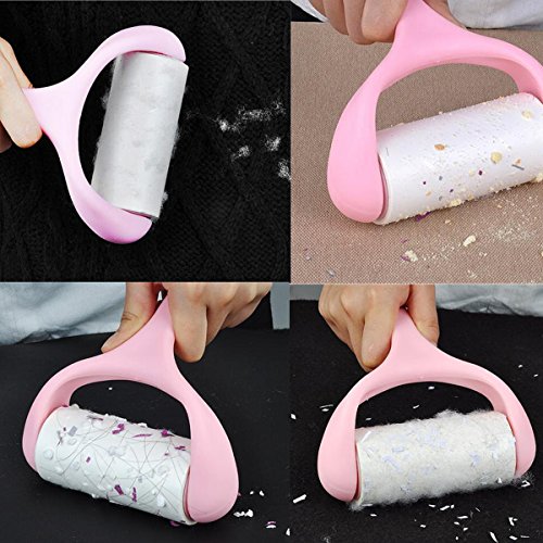 EJBOTH Rodillo de Pelusa, Súper Fuerza Viscosa Adhesivo Removedor de Polvo para Pelo de Mascotas, Ropa, Alfombras, Alfombras de Coche, etc. [1 Mango + 9 Rollos]