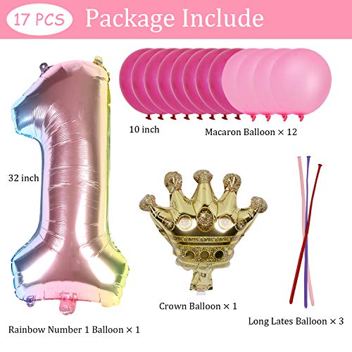 EKKONG 1 año Cumpleaños Decoracion,1er Cumpleaños Globos de Papel de Aluminio Decoracion Cumpleaños Bebe Niño y Niña,para Fiesta de Cumpleaños, Graduación, Aniversario