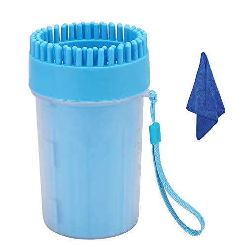 EKKONG Limpiador de Huellas de Perro, Lavadora de pies de Perro, Mascota portátil Limpiador con Toalla para Limpiar Pies Sucios de Mascotas (Azul)