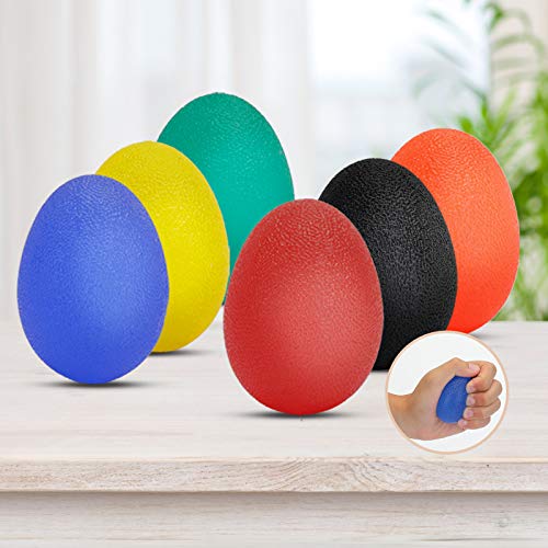 EKKONG Pelota Antiestres, Pelota Rehabilitacion Mano, Fortalecedor de Mano, Pelotas en Forma de Huevo para Fortalecer Manos y Dedos (6 Piezas)