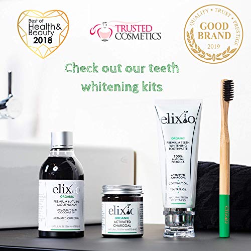 El carbón activo para blanqueamiento dental / 100% de origen natural/Limpia los dientes, refresca el aliento, seguro para el esmalte/sin flúor/by elixio Cosmetics