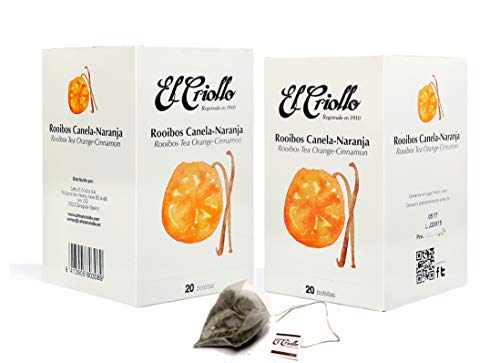 El Criollo - Infusión Rooibos Canela Naranja Gourmet | Pack de 2x20 (40 bolsitas)