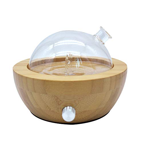 El difusor puro del aroma del aceite esencial de la nebulización de madera y del vidrio con colores cambió la luz, ninguÌ n calor, ninguna agua, ninguÌ n plástico