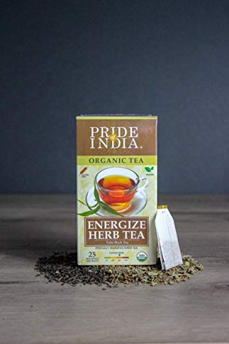 El orgullo de la India - Excitar el Ayurveda (Tulsi Negro) Té, de 6 paquetes (150 bolsitas de té) -te Energise Ayurveda (Tulsi Negro), de 6 paquetes (150 bolsitas de té)