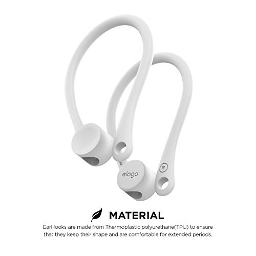 elago Gancho de Oreja Titular Compatible con Apple AirPods 1 & 2 - Diseñado para La Actividad, Agujero para Correa, TPU EarHooks (Blanco)