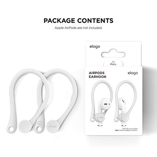 elago Gancho de Oreja Titular Compatible con Apple AirPods 1 & 2 - Diseñado para La Actividad, Agujero para Correa, TPU EarHooks (Blanco)
