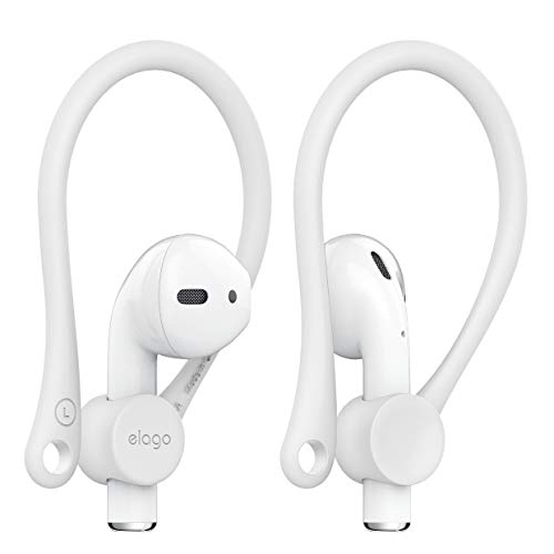 elago Gancho de Oreja Titular Compatible con Apple AirPods 1 & 2 - Diseñado para La Actividad, Agujero para Correa, TPU EarHooks (Blanco)