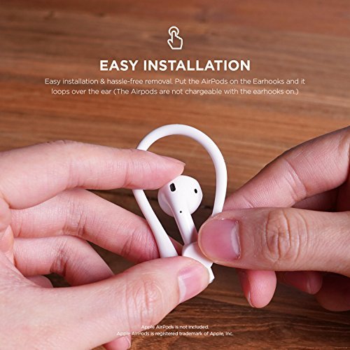 elago Gancho de Oreja Titular Compatible con Apple AirPods 1 & 2 - Diseñado para La Actividad, Agujero para Correa, TPU EarHooks (Blanco)