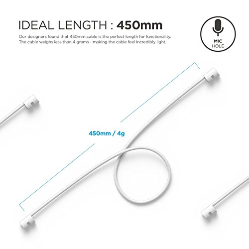 elago Silicone Correa Compatible con Apple AirPods 1 & 2 - Longitud ideal (45cm) - Blanco