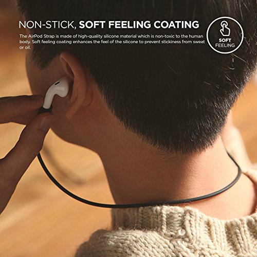 elago Silicone Correa Compatible con Apple AirPods 1 & 2 - Longitud ideal (45cm) - Blanco