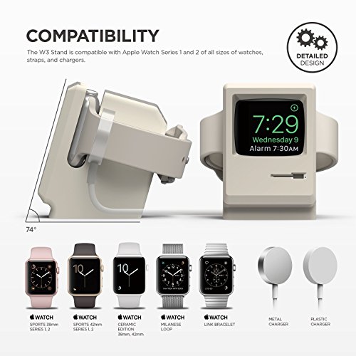 elago W3 Soporte con Apple Watch Serie 5 (2019) / Serie 4 / Serie 3 / Serie 2 / Serie 1 / 44mm / 42mm / 40mm / 38mm - Modo de Soporte Nocturno, Estación de Carga (Blanco)