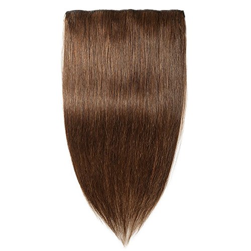 Elailite Extensiones de Cabello Natural Clip Postizos Pelo Humano Lisa - 25 CM #04 Marrón Medio (Una Pieza 5 Clips) 100% Remy Human Hair