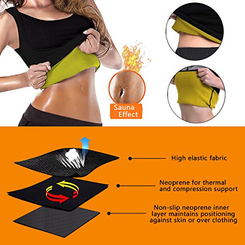 ELAIMEI Mujeres Sudor Caliente Body Shaper Tank Thermo Yoga Sauna Chaleco de Neopreno Quemador de Grasa Que Adelgaza la Cintura Shaper Trainer Cincher (S=32-34, Women)