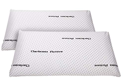 elalmacendelcolchon Pack de 2 Almohadas Viscoelástica Modelo Carbono Perforada, Máxima Adaptabilidad, Blanca - 60 cm - Otras Medidas Disponibles
