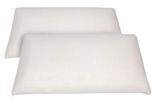 elalmacendelcolchon Pack de 2 Almohadas viscoelasticas, Modelo Aloe Vera con Hilo Plata y Doble Funda, 60 x 40 x 12 cm, Máxima Adaptabilidad - Todas Las Medidas, Blanco y Beis