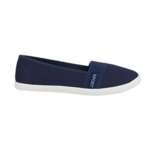 Elara Bailarina de Mujer Zapatillas Planas y Cómodas Chunkyrayan Azul Marino K160 Navy-40
