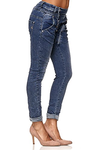 Elara Jeans para Mujer Boyfriend Baggy Botones Chunkyrayan Azul Oscuro C613MK/H-F Dk.Blue 42/XL