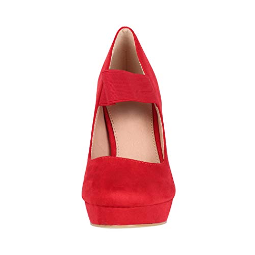 Elara Zapato de Tacón Alto con Correa Mujer Vintage Chunkyrayan Rojo E22500 Red-39