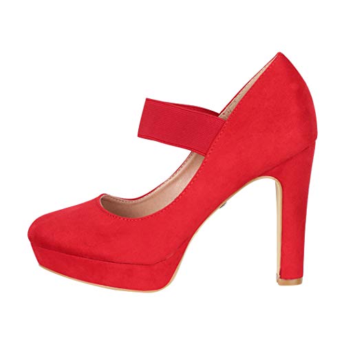 Elara Zapato de Tacón Alto con Correa Mujer Vintage Chunkyrayan Rojo E22500 Red-39