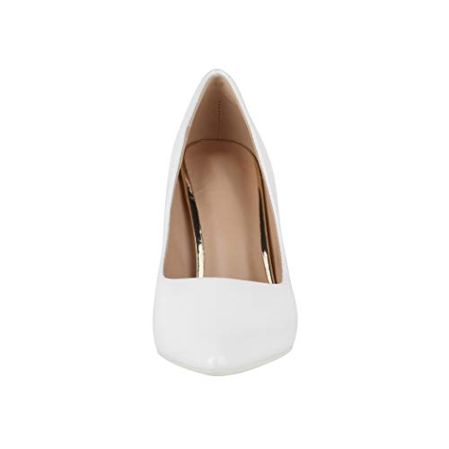 Elara Zapato de Tacón Alto Mujer Puntiagudo Stiletto Chunkyrayan Blanco C-12 White-41