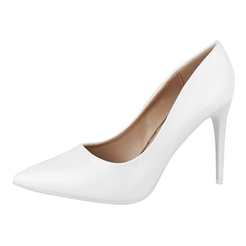 Elara Zapato de Tacón Alto Mujer Puntiagudo Stiletto Chunkyrayan Blanco C-12 White-41