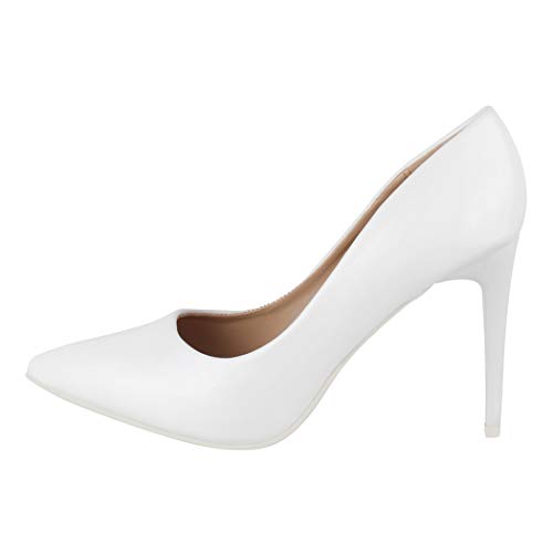 Elara Zapato de Tacón Alto Mujer Puntiagudo Stiletto Chunkyrayan Blanco C-12 White-41