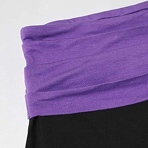 Elástico Pretina Pantalones Bombachos,Impresión de pantalones de yoga para mujer, pantalones de pierna ancha casuales de cintura alta de Ladys, pantalones elásticos para mujer Medias-Negro_S,Aeróbico