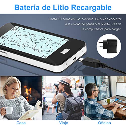 Electroestimulador Digital Masaje 24 Modos, 2 Canales, 8 Electrodos con LCD Pantalla Táctil para Alivio del Dolor y Relajación Muscular