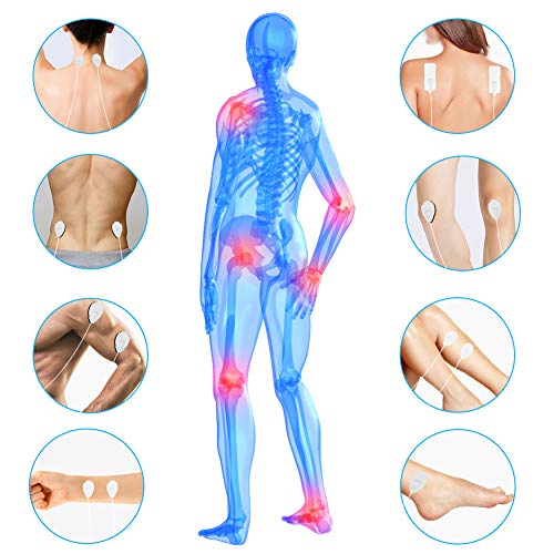 Electroestimulador Masaje EMS Portatil, 16 Modos 2 Canales 6 Pads Masajeador Electro Recargable Estimulador Muscular de Pulsos para Alivio del Dolor de Cervical/Piernas/Abdominal/Espalda/Cuello